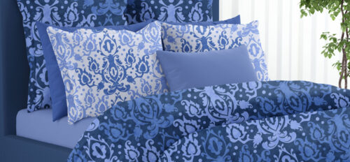 Moroccan Casbah Blue Damask Bedding & Gifts